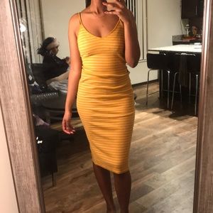 Yellow and white striped maxi dress